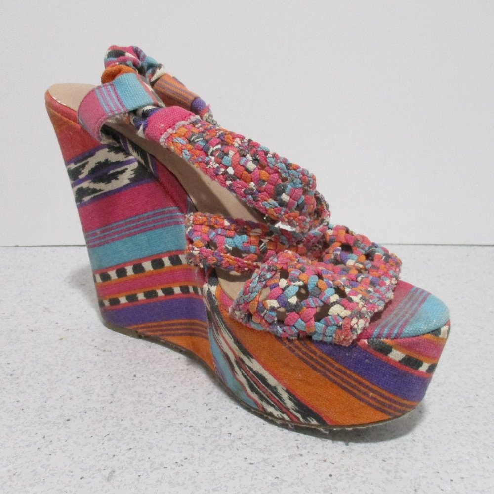 *Betsey Johnson Multi-color Braided Platform Sandals